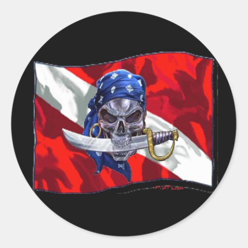 piratediveflag copy classic round sticker