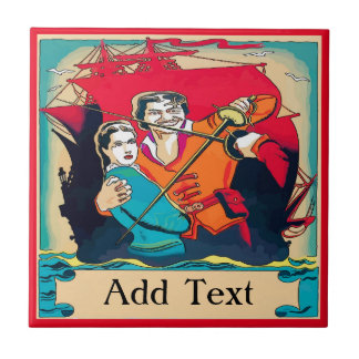 Pirates, add text, personalize ceramic tile