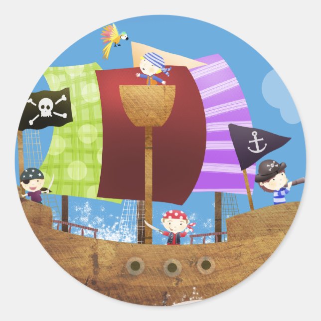 pirates ahoy gifts classic round sticker (Front)