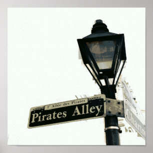 Pirate's Alley in Black & White Poster