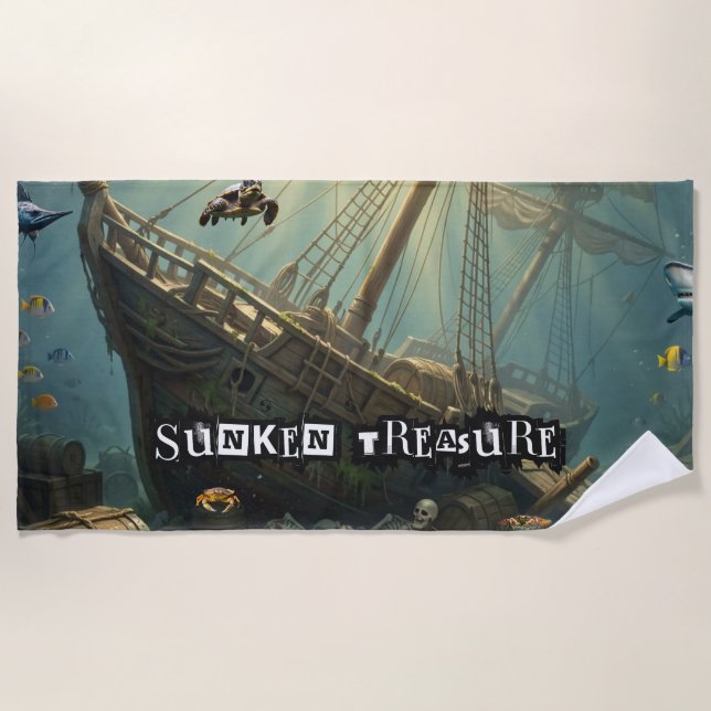 Pirates and Captured Ships Beach Towel (Front)
