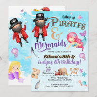 Pirates and Mermaid Birthday Invitation