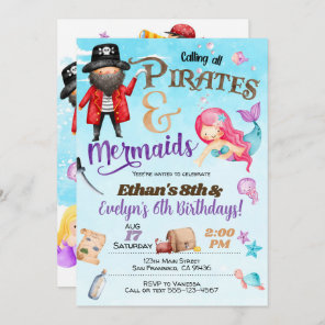 Pirates and Mermaid Birthday Invitation