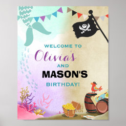 Pirates and Mermaids Birthday Welcome Sign