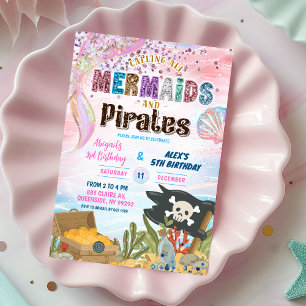 Pirates and Mermaids Joint Birthday invitation