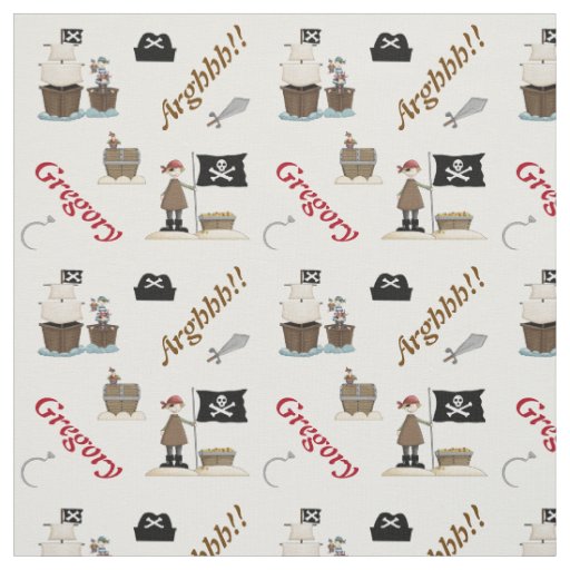 Pirates and pirate ship personalized with name fabric