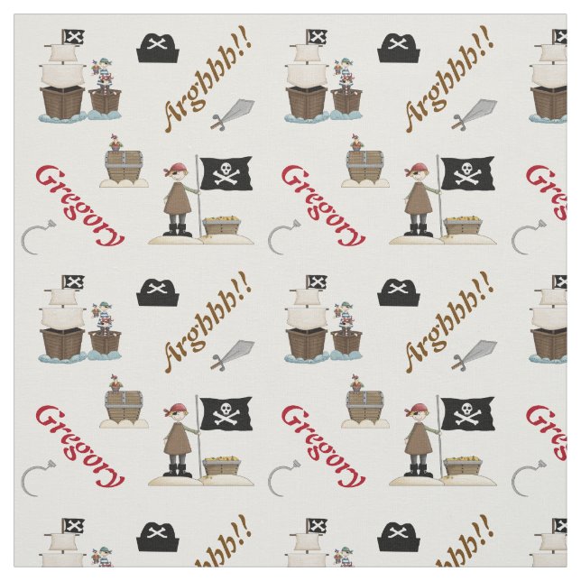 Pirates and pirate ship personalized with name fabric (Swatch)