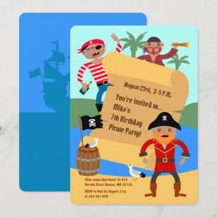 Pirates and treasure map Birthday Party Invitation