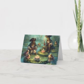 Pirates and turtles and frogs on lily pads birthda