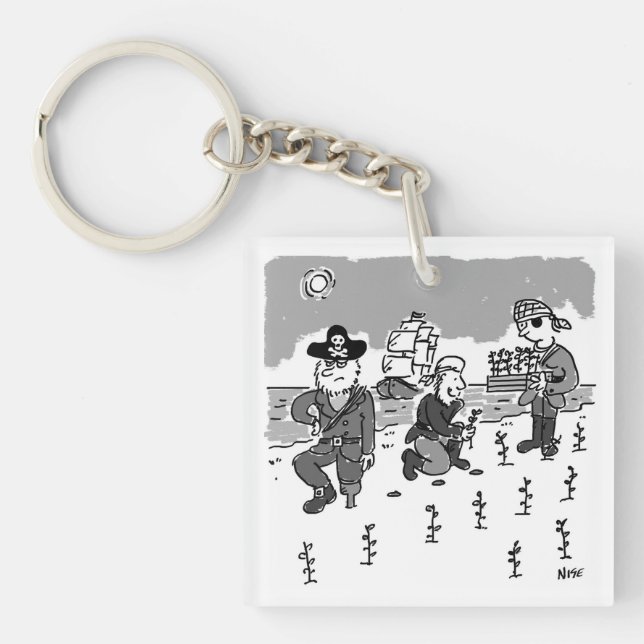 Pirates are Gardening Using a Wooden Leg. Funny Keychain (Front)