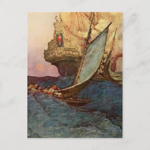 Pirates at Sea Postcard