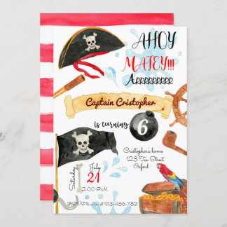 Pirates Birthday Invitation, Pirates Invitation