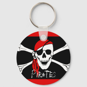 Pirates - Black and Red Pirate Skull Keychain
