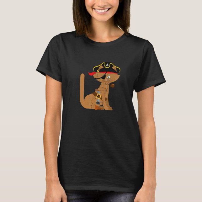 Pirates Costume Cat Pirate Birthday Party Boys Gir T-Shirt (Front)