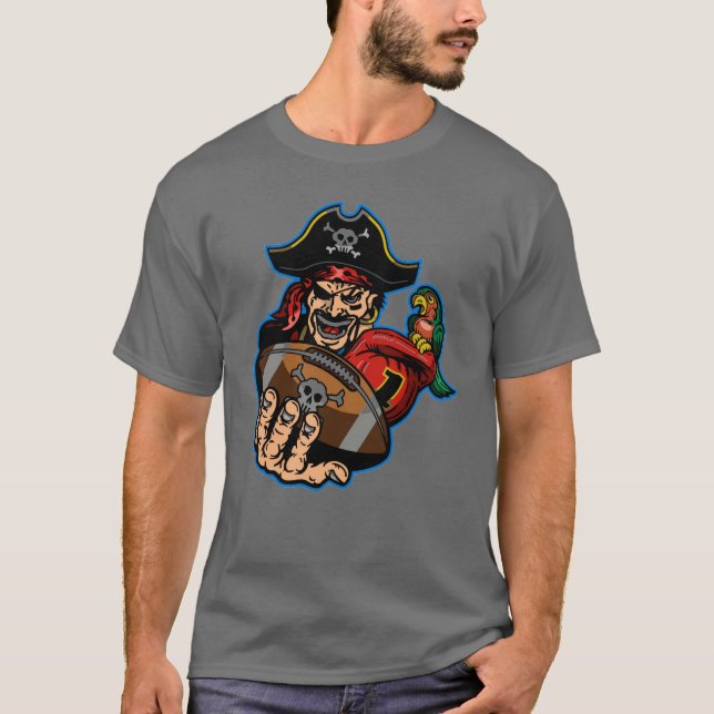 pirates football player mascot holding ball T-Shirt (Front)