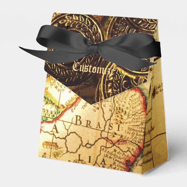 Pirates Gold Treasure Map Tent Favor Box (Front Side)
