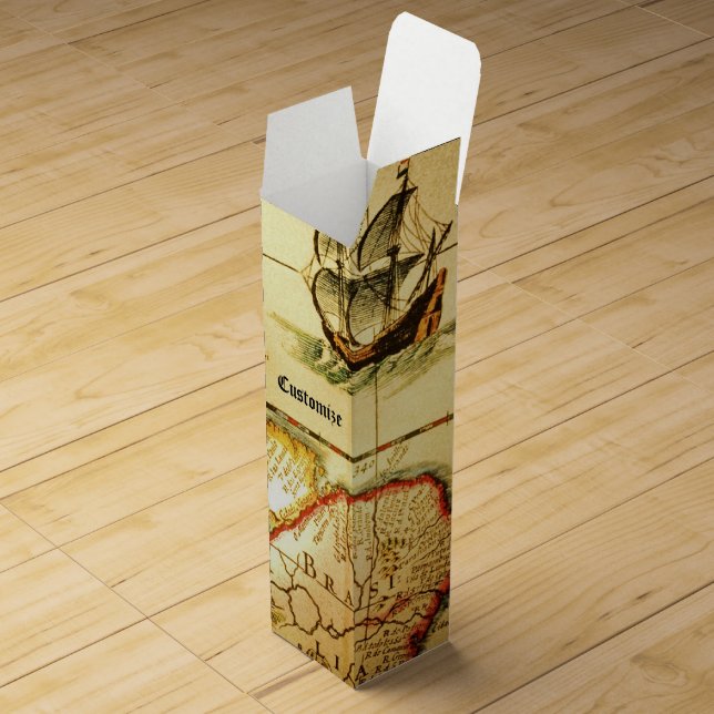 Pirates Gold Treasure Map Wine Box (Opened)