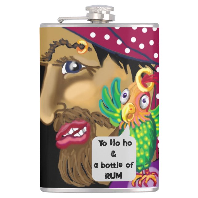 Pirate's Hot Rum Toddy recipe Caribbean coffee Flask (Front)