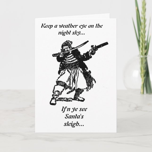 Pirates Loot Santa's Sleigh Holiday Card (Front)