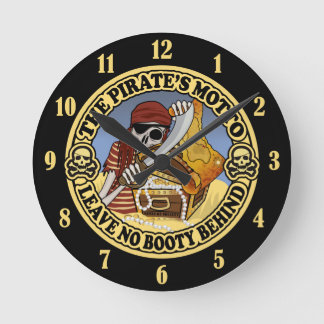 Pirate's Motto Round Clock
