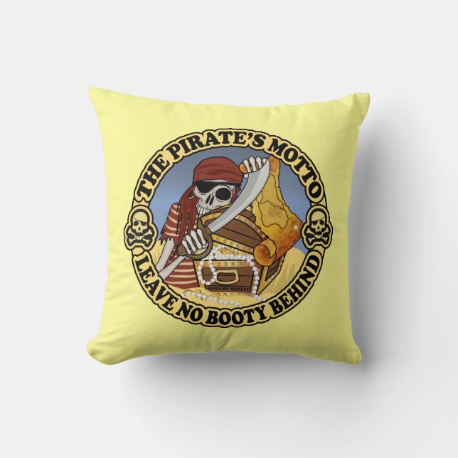 Pirate's Motto Throw Pillow (Front)