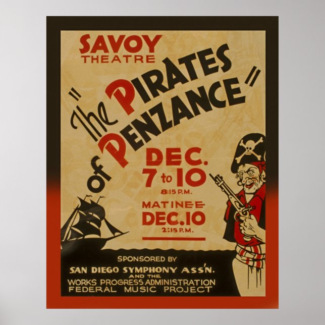 Pirates Of Penzance Vintage 1938 WPA Poster (Front)