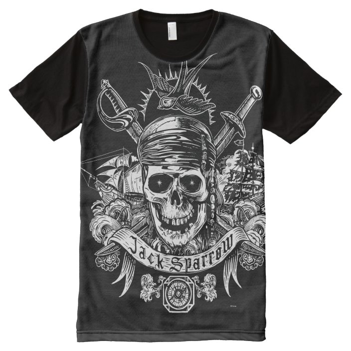 Pirates of the Caribbean 5 | Jack Sparrow Skull All-Over-Print T-Shirt ...