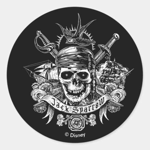 Pirates of the Caribbean 5  Jack Sparrow Skull Classic Round Sticker