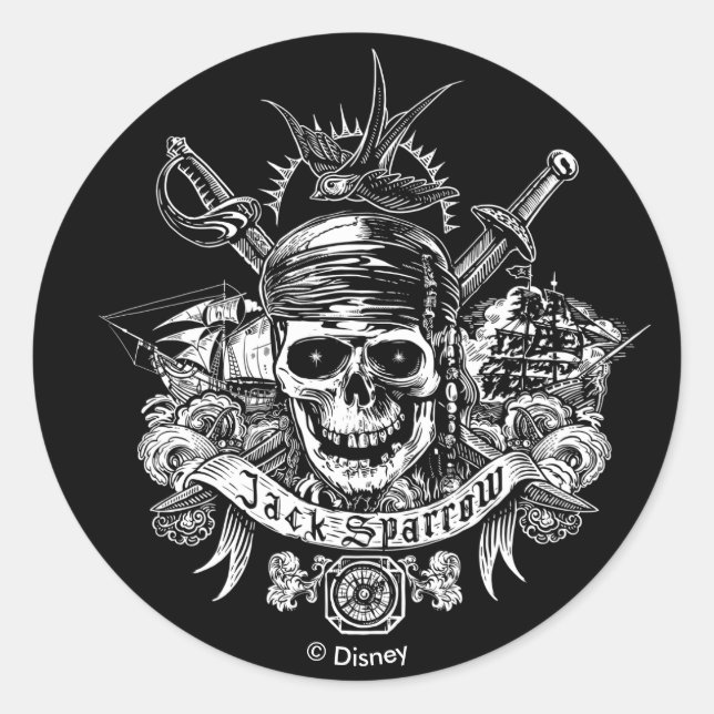 Pirates of the Caribbean 5 | Jack Sparrow Skull Classic Round Sticker (Front)
