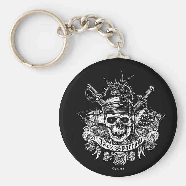 PIRATE CAPTAIN JACK SPARROW & PIRATE SKULLS METAL KEY RING COMES IN GIFT BOX 