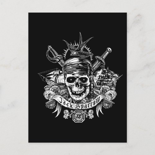 Pirates of the Caribbean 5  Jack Sparrow Skull Postcard