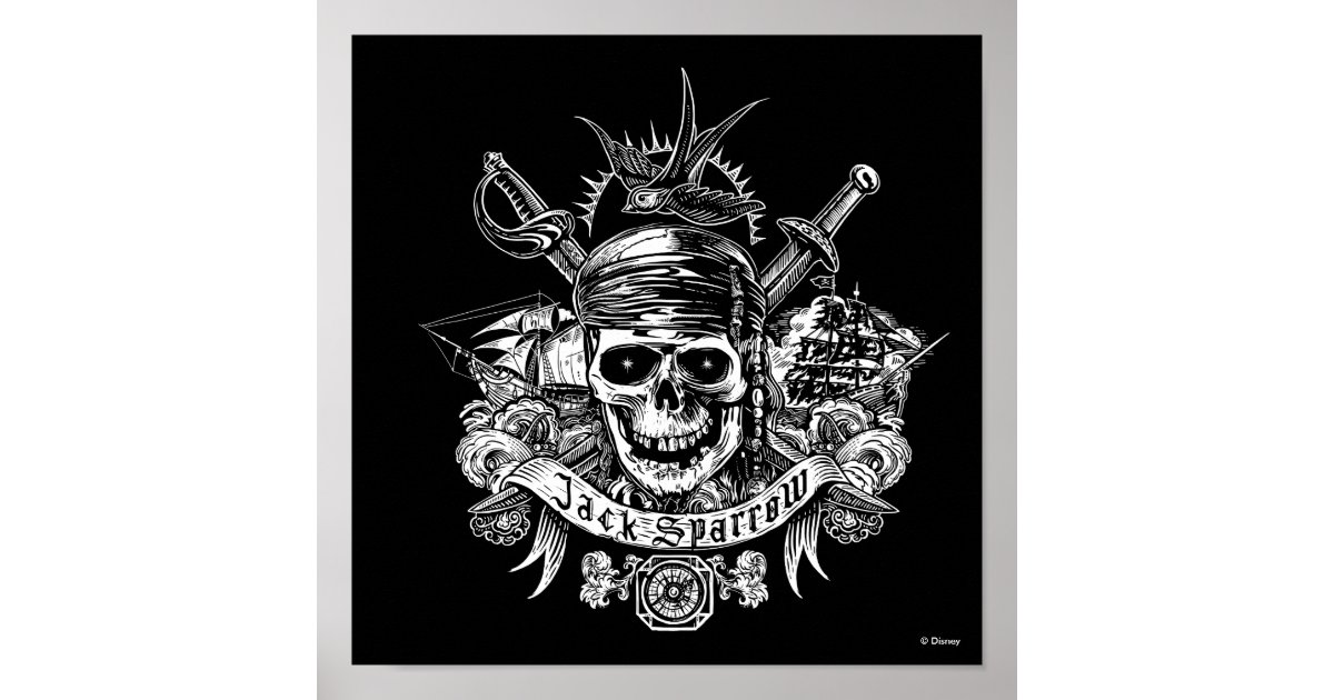 Zazzle Pirates of The Caribbean 5 Jack Sparrow Skull Hoodie, Men's, Size: Adult XL, Black