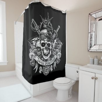 Pirates Of The Caribbean 5 | Jack Sparrow Skull Shower Curtain by DisneyPirates at Zazzle