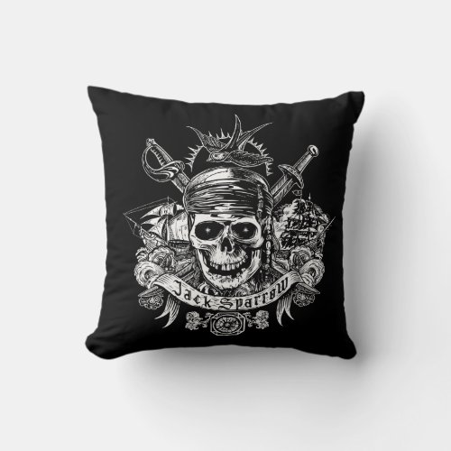 Pirates of the Caribbean 5  Jack Sparrow Skull Throw Pillow