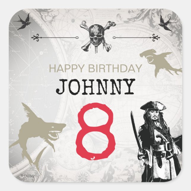 Pirates of the Caribbean | Birthday Square Sticker (Front)