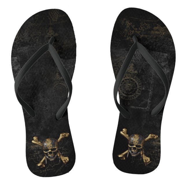 Pirates of the Caribbean Skull & Cross Bones Flip Flops (Footbed)