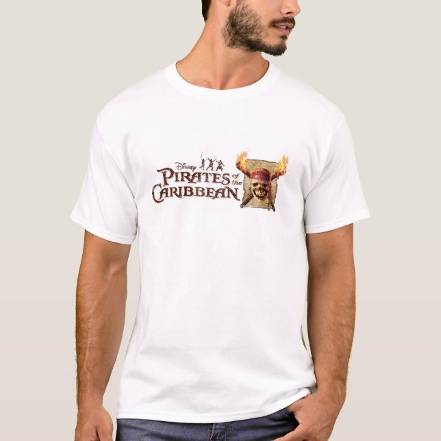 Pirates of the Caribbean Skull torches Logo Disney T-Shirt (Front)