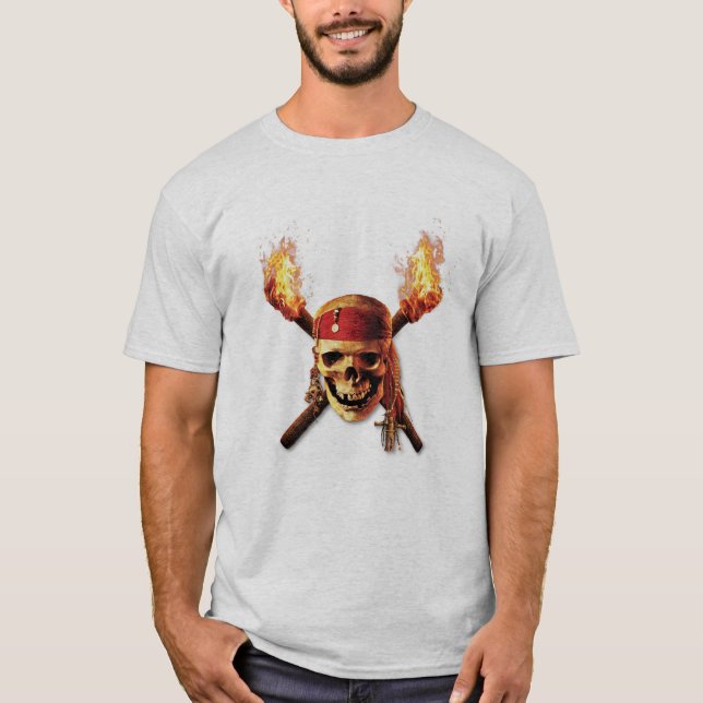 Pirates of the Caribbean Skull torches Logo Disney T-Shirt (Front)