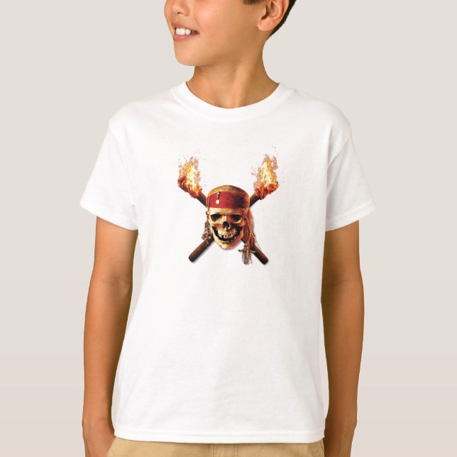 Pirates of the Caribbean Skull torches Logo Disney T-Shirt (Front)