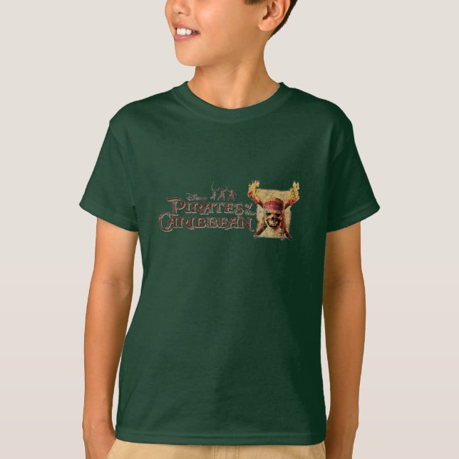 Pirates of the Caribbean Skull torches Logo Disney T-Shirt (Front)