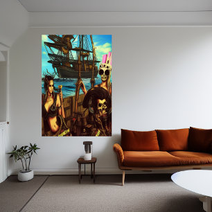 Pirates on the sea AI Art Poster
