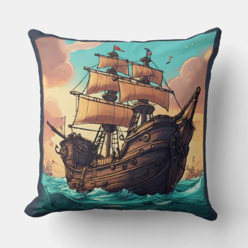 Pirates Paradise Hand_Illustrated Iron Pillow Co