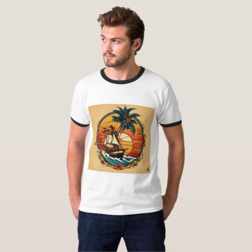 Pirates Parrot Perch Whimsical T_shirt Design