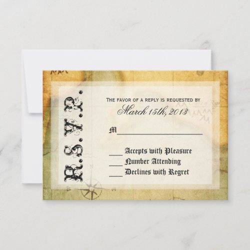 Pirates Party RSVP on Antique Map