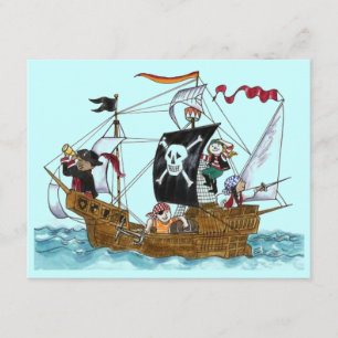 PIRATES PARTY THEME SHIP SAILS JR FLAG INVITATION