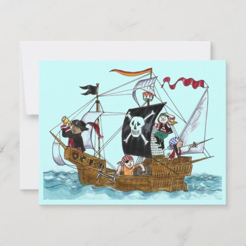 PIRATES PARTY THEME SHIP SAILS JR FLAG INVITATION