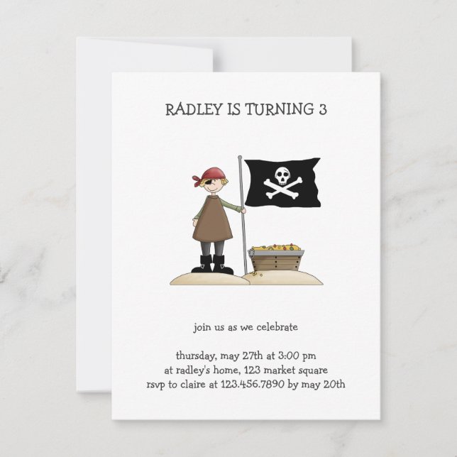 Pirates · Pirate, Flag & Treasure Invitation (Front)