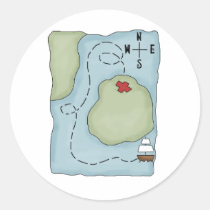 Pirates · Pirate Map Classic Round Sticker