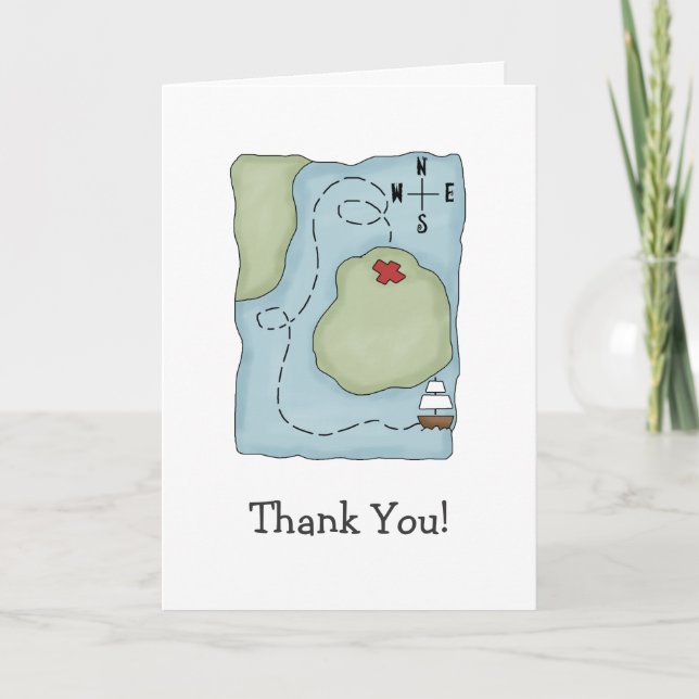 Pirates · Pirate Map Letterpress Thank You Card (Front)