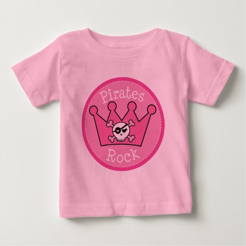 Pirates Rock Girls Pink Baby T_Shirt